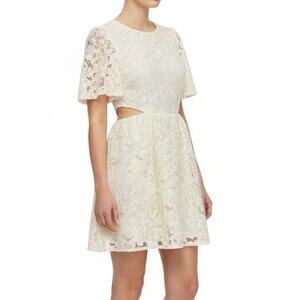 short teal lace dress Long Sleeve Lace V-neck Mini Dress main image 1